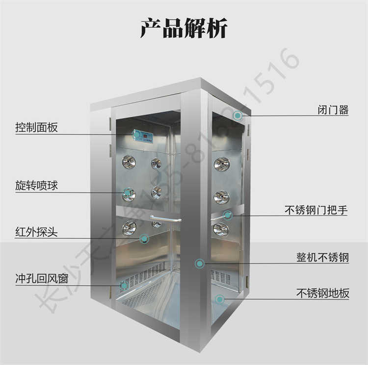 長沙天之凈智能轉角風淋室-結構